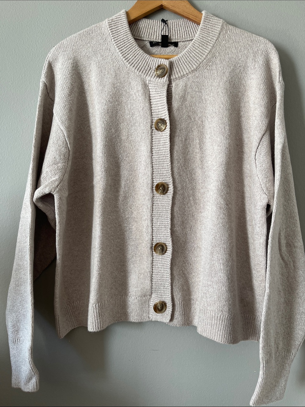 Banana Republic Cotton blend Light Beige Button-Front Crewneck Cardigan XL